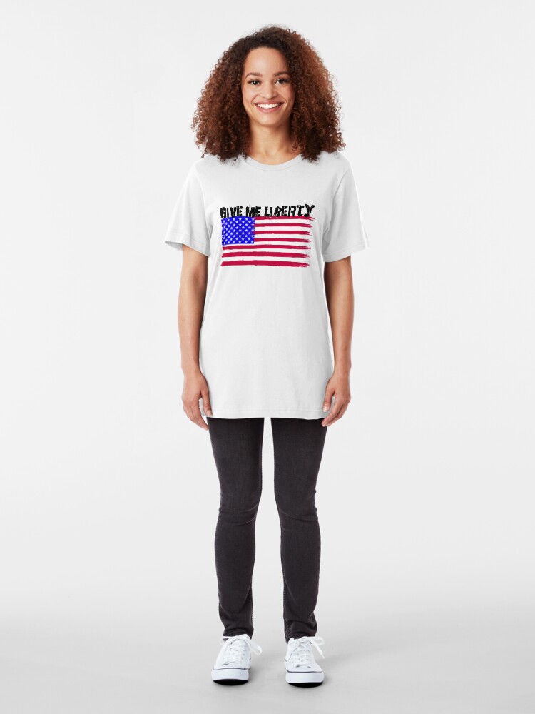 Alternate view of Give Me Liberty Patriotic U.S. Flag Slim Fit T-Shirt