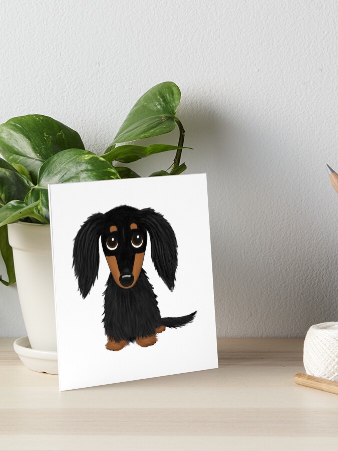 Black And Tan Long Haired Dachshund Art Board Print By