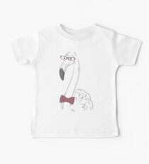 Pink Flamingo with Glasses and Bow Tie Hipster Design Baby Tee