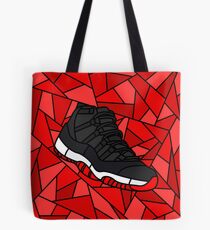 Retro 11 Playoff Red and Black Stained Glass Sneaker Tote Bag