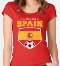 2018 Spain Soccer Espana Futbol World Soccer Flag Women's Fitted Scoop T-Shirt