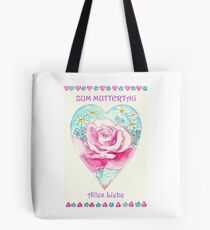 ZUM MUTTERTAG ALLES LIEBE - Romantisches Herz mit Pink Rose und kleinen Margaritten Tote Bag