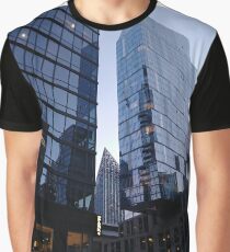 Tower block, High-rise building, Commercial building, Happiness, Building, Skyscraper, New York, Manhattan, Street, Pedestrians, Cars, Towers, morning, trees, subway, station, Spring, flowers Graphic T-Shirt