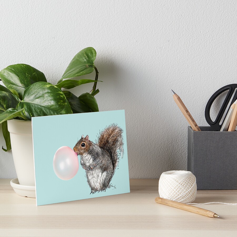 Bubblegum Squirrel Art Board Print