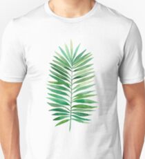 Watercolor palm branch leaves green Unisex T-Shirt