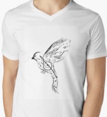 Bird with smaller musical notes isolated on white background. Vector illustration Men's V-Neck T-Shirt