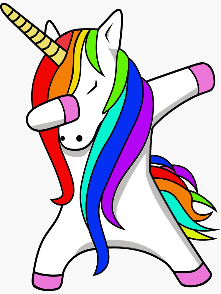 "Funny Dabbing Unicorn Dance Unicorns Dab" Sticker by 343g | Redbubble