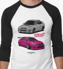 STi (silver & pink) Men's Baseball ¾ T-Shirt