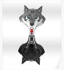 Wolf Mirror Reflection Poster