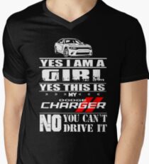 Yes I am a girl this is my Dodge Charger you can't drive Men's V-Neck T-Shirt