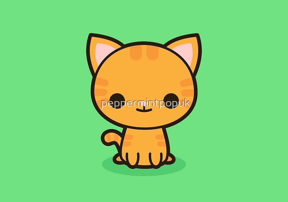 "Kawaii ginger cat" by peppermintpopuk Redbubble
