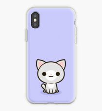 Kawaii grey and white cat iPhone Case