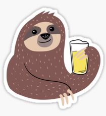 Sloth Drinking Beer Sticker