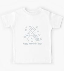 Birds, birdhouse and hearts. Valentine's Day. Kids Tee