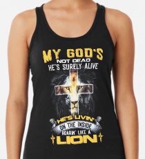 Mein Gott ist nicht tot Lion Christian Christus Cross Faith T-Shirt Tanktop für Frauen