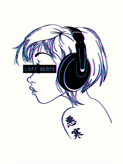 Lofi Girl Headphones Art Print By Pintwich Redbubble