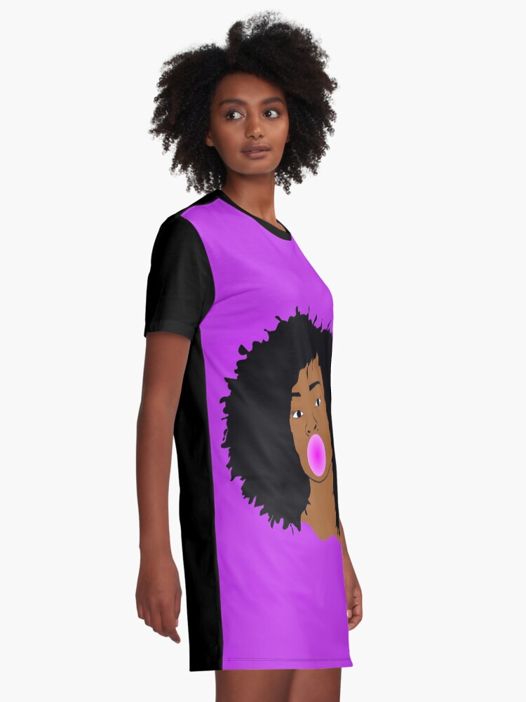 Natural Hair Afro Black Girl Blowing A Bubble Graphic T Shirt