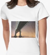   Self-Anchored Suspension Bridge, Early Morning, Nature, Mother Earth, Environment, Wildlife, Flora, Kind, Grain, Park Women's Fitted T-Shirt