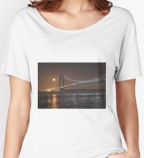   Self-Anchored Suspension Bridge, Early Morning,  Nature, Mother Earth, Environment, Wildlife, Flora, Kind, Grain, Park Women's Relaxed Fit T-Shirt