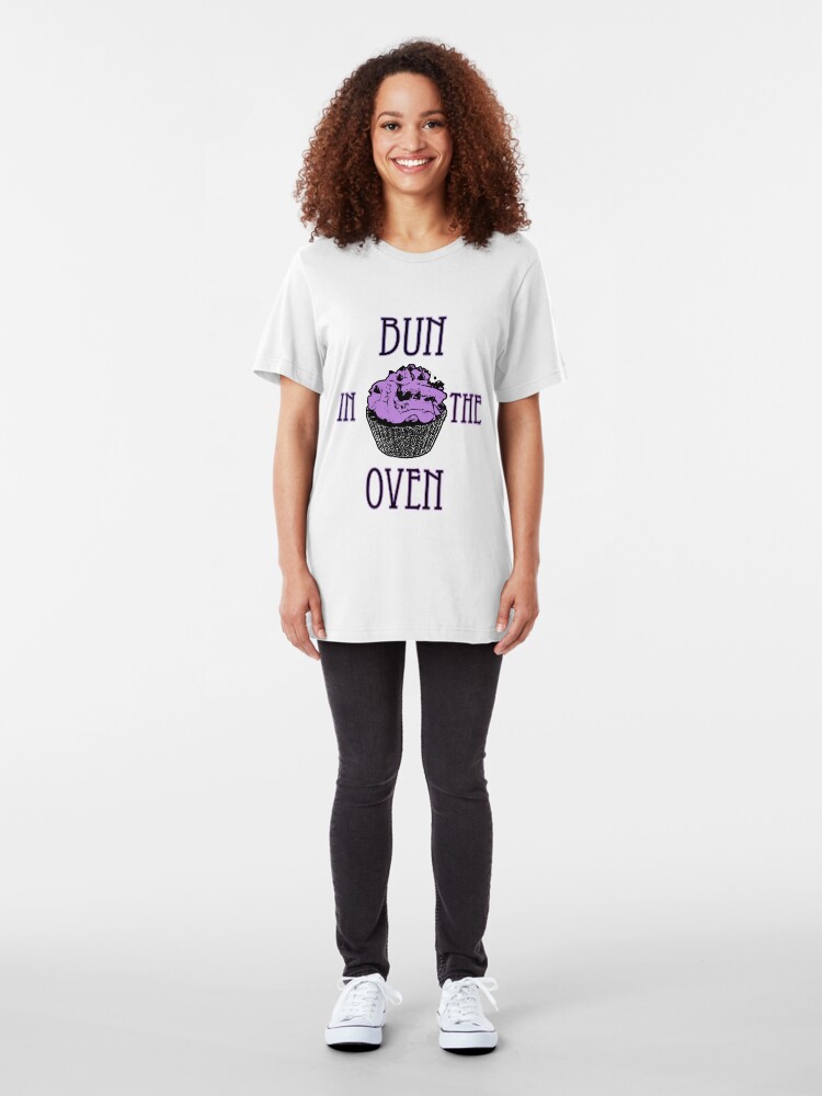 Alternate view of Bun In The Oven - Lilac - Pregnancy Tee Slim Fit T-Shirt