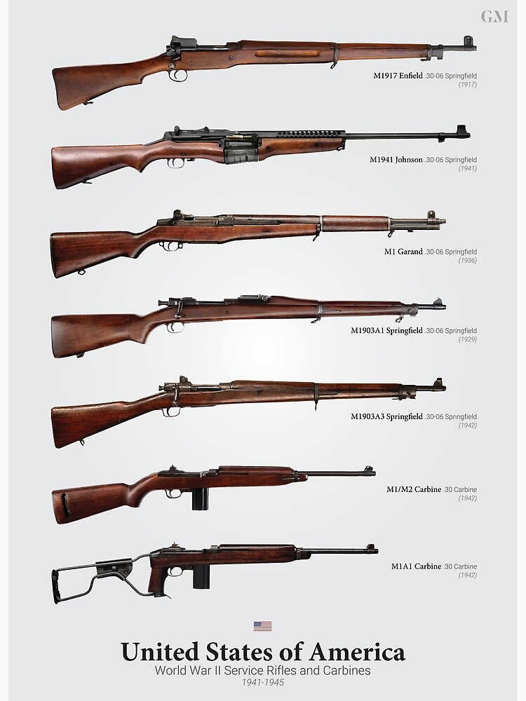 "World War II Service Rifles of the United States" Canvas Print by