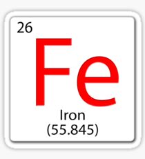 Chemical element tile. Fe. Iron. Sticker