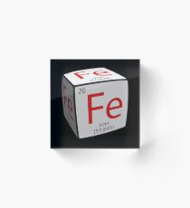 Chemical element tile. Fe. Iron. Cubed. Acrylic Block
