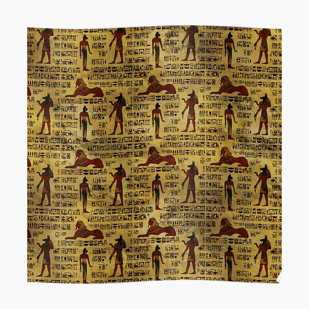 Egyptian Decorative Hieroglyphics Pattern Poster By Nartissima