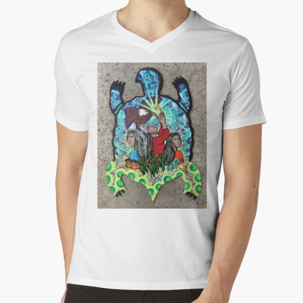 Tie Cross Turtle V-Neck T-Shirt