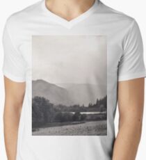 Glendalough Monastic Site II Black and White- Wicklow Mountains Ireland Men's V-Neck T-Shirt