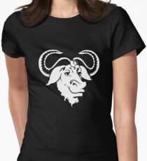 GNU White Head OS Official Logo Mascot T-Shirt Women's Fitted T-Shirt