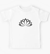 Original Black and White Buddhist Symbol Lotus flower Kids Tee
