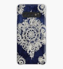 Cream Floral Moroccan Pattern on Deep Indigo Ink Case/Skin for Samsung Galaxy