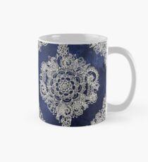 Cream Floral Moroccan Pattern on Deep Indigo Ink Mug