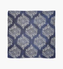 Cream Floral Moroccan Pattern on Deep Indigo Ink Scarf