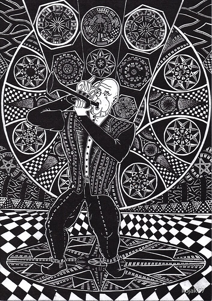 "Jazz Musician 1990 Triptych Part 1, Ink Drawing" by kojak67 Redbubble