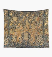 Gold Navy Blue Antique Heraldische Tapisserie mit Harts, Armorial Bearings Abzeichen von John Wandbehang