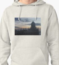 Fairy-tale castle with turrets and spiers adorned by colors of aurora Pullover Hoodie