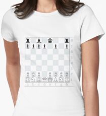 Chess, board game, strategic skill, players, checkered board, player, game,  sixteen pieces Women's Fitted T-Shirt