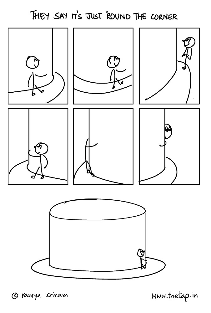 "They say it's just 'round the corner" by thetap Redbubble