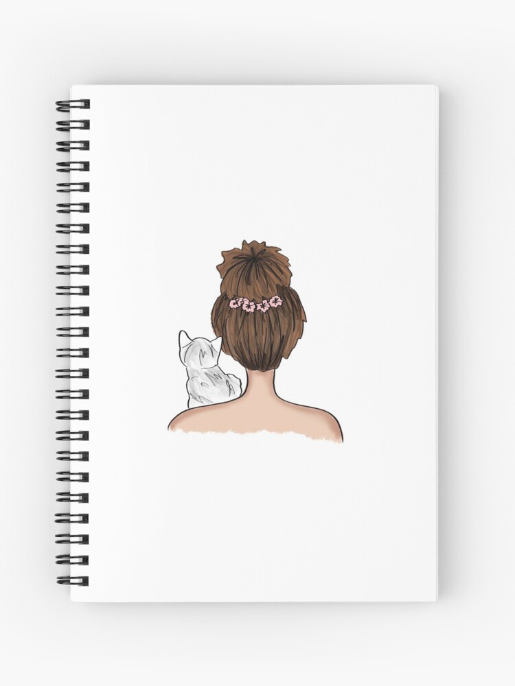 Lazy Sunday Messy Bun Brunette Cat Spiral Notebook By