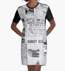 Newsprint 1 Graphic T-Shirt Dress