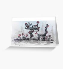 Rose covered seat greeting card Greeting Card