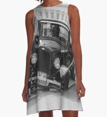 broken black and white car A-Line Dress