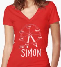 Love Simon Ferris Wheel Doodle Women's Fitted V-Neck T-Shirt