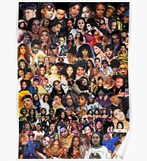 Black Female Music Collage - Black Background Poster