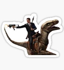 Pegatina Ronald Reagan montando un dinosaurio