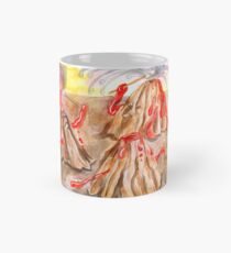 Drei Vulkane, die Marshmallows über sich rösten Tasse