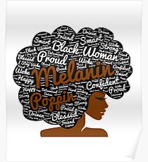 Melanin Poppin natürliche Haare Afro Art schwarze Frau Poster