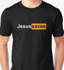 JESUS SAVES PORNHUB LOGO BLACK Unisex T-Shirt